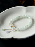 Xpoko National Jade Beads&Flower Handmade Bracelet