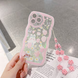 Xpoko Wavy Flower Bunny Phone Case Christmas Thanksgiving gifts