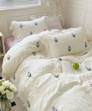 Xpoko Coquette Room Tulip Ruffle Bedding Set