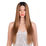 Xpoko Synthetic Lace Front Wig 28Inch Long Straight Lace Wig Red Orange Wig Women's Wig Wig For Black Women Straight Lace Front Wigs