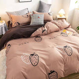 Xpoko Fashion Bedding Set White Green Double Bed Linens Quilt Duvet Cover Pillowcase Queen Size Flat Sheet Classic Grid for Girl Boy