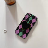 Xpoko Contrasting Color Diamond Heart Phone Case Christmas Thanksgiving gifts