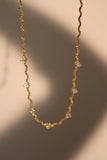 Xpoko 18K Real Gold Plated Diamond Wave Necklace