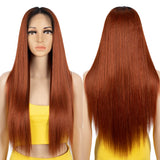 Xpoko Synthetic Lace Front Wig 28Inch Long Straight Lace Wig Red Orange Wig Women's Wig Wig For Black Women Straight Lace Front Wigs