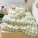 Xpoko Danish Pastel Plaid Bedding Set