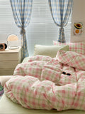 Xpoko Danish Pastel Plaid Bedding Set