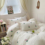 Xpoko Coquette Room Tulip Ruffle Bedding Set