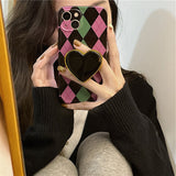 Xpoko Contrasting Color Diamond Heart Phone Case Christmas Thanksgiving gifts