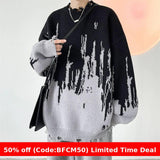 men winter outfits Japanese Retro Ripped Sweater Men's Autumn and Winter Tie-Dyed Loose plus Size Youth Sweater Coat