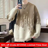 men winter outfits Anyang 2024 Sweater Men's Autumn and Winter Lazy Style Trendy Sweater Youth Top Contrast Color Sweater