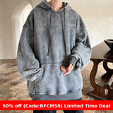 men winter outfits Sweater Men's Autumn and Winter American High Street Retro Hooded Jacket Couple's Fleece-lined Thickened Casual Jacket