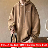 men winter outfits Sweater Men's Autumn and Winter American High Street Retro Hooded Jacket Couple's Fleece-lined Thickened Casual Jacket