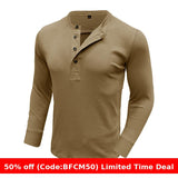 men winter outfits Autumn and Winter Men's Long-Sleeved round Neck T-shirt Men's Slim Fit Henley Shirt Casual Top