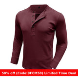 men winter outfits Autumn and Winter Men's Long-Sleeved round Neck T-shirt Men's Slim Fit Henley Shirt Casual Top