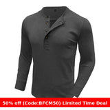 men winter outfits Autumn and Winter Men's Long-Sleeved round Neck T-shirt Men's Slim Fit Henley Shirt Casual Top