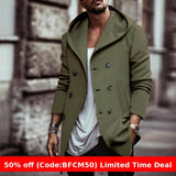 men winter outfits Autumn and Winter Men's Trench Coat Mid-Length Lapel Hooded Composite Space Cotton Double-Breasted Casual Trench Coat