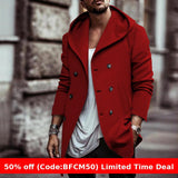 men winter outfits Autumn and Winter Men's Trench Coat Mid-Length Lapel Hooded Composite Space Cotton Double-Breasted Casual Trench Coat