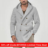 men winter outfits Spring and Autumn Men's Trench Coat Mid-Length Lapel Hooded Composite Space Cotton Double-Breasted Casual Trench Coat