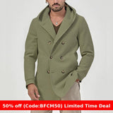 men winter outfits Spring and Autumn Men's Trench Coat Mid-Length Lapel Hooded Composite Space Cotton Double-Breasted Casual Trench Coat