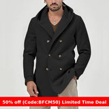 men winter outfits Spring and Autumn Men's Trench Coat Mid-Length Lapel Hooded Composite Space Cotton Double-Breasted Casual Trench Coat