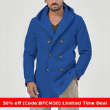 men winter outfits Spring and Autumn Men's Trench Coat Mid-Length Lapel Hooded Composite Space Cotton Double-Breasted Casual Trench Coat