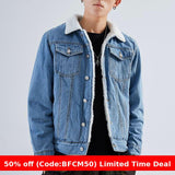 men winter outfits Autumn and Winter Fleece-lined Jacket Denim Men's Coat Cotton-Padded Coat Loose plus Size Lambswool Korean Style Thick Warm Cotton-Padded Coat