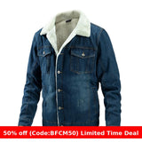 men winter outfits 2024 Winter Men's Jacket Fleece-lined Warm Denim Coat Fashion Trendy Men's Clothing American Style