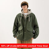 men winter outfits Coat Men's American Spring and Autumn Windbreaker Men's Trendy Autumn Coat Cotton Clothes Men's Jacket