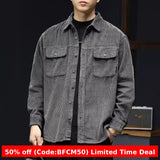 men winter outfits Reitz Corduroy Long-Sleeved Shirt Men's 2024 Autumn Trendy Shirt Men's Casual Jacket Inch Shirt