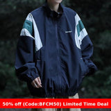 men winter outfits Japanese Style Color Matching Jacket Men's Mountain Style American Retro Loose Outdoor Stand Collar Casual Jacket