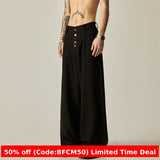 2000s fashion American Retro High-Grade Loose Solid Color Casual Draping Suit Pants Straight Wide-Leg Pants