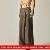 2000s fashion American Retro High-Grade Loose Solid Color Casual Draping Suit Pants Straight Wide-Leg Pants