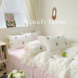 Xpoko Coquette Room Tulip Ruffle Bedding Set