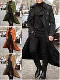 Xpoko Men Winter Outfit Streetwear Fashion Trench Men's Thin Coat Designer Overlong British Coats Man's Clothing With Epaulets Men's Jackets For Spring