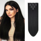 Xpoko Clip In Hair Extensions 16 Clips 24 Inch 7pcs Set Black Long Straight Hair Extension For Women Synthetic Hair Extensions