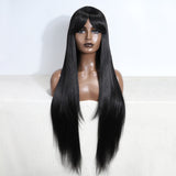 Xpoko Synthetic Cosplay Wig With Bangs Long Straight Wig Ombre Blond Colored Wig Wig For Women Wig For Black Women Synthetic Wig