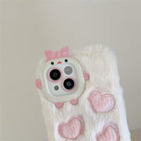 Xpoko Monster Plush Embroidered Heart Phone Case