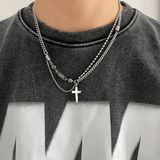 Xpoko CROSS DOUBLE LAYER CHAIN NECKLACE