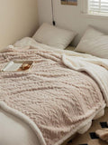 Xpoko Simple Solid Color Double Layer Thickened Lamb Fleece Blanket