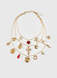 Xpoko Cash Out Layered Charm Necklace Gold