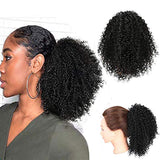 Xpoko 10 Inch Synthetic Afro Drawstring Ponytail Kinky Curly Ponytail Drawstring Afro Puffs Curly Ponytail Extension For Women