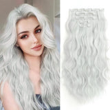 Xpoko Clip in Hair Extensions StrRid Black Hair Extension Wavy 18" Synthetic Thick Blonde Clips on Hair Piece for Women 5PCS Curly