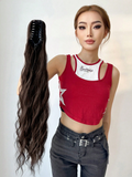 Xpoko Synthetic New Style 26 inch Curly Wave Straight Clip Hairpin Long Ponytail For Women Multicolor Claw Ponytail Extension