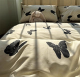 Xpoko  -  Fashion cool black butterfly bedding set girl,twin full queen king modern cotton home textile bed sheet pillow case quilt cover