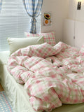 Xpoko Danish Pastel Plaid Bedding Set