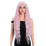 Xpoko Synthetic Lace Front Wig Baby Hair Wig Long Wavy 30 " Hair Lace Wig For Women Lace Front Wig Ombre Blonde Pink Wig Cosplay Wig