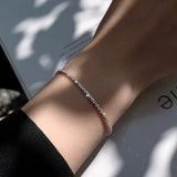 Xpoko Gifts Fashion Zircon Crystal Heart Bracelet for Women Geometric Rhinestone Chain Rhinestone Bracelets Trendy Girls Party Jewelry Gifts