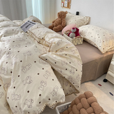 Xpoko Cute Flower Bedding Set Cotton For Girl Twin Full Queen Size  Couple Fitted Bed Sheet Pillowcase Bedroom Duvet Cover