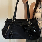 Xpoko Women Fashion Handbags Mujer Gothic Black Shoulder Bags Female Satchel Large Capacity Pink Handbag Purse Bag Bolsa Feminina Yk2
