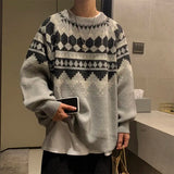 Xpoko Autumn and winter round neck sweater for men loose lazy and versatile sweater Korean style trendy personalized bottoming sweater